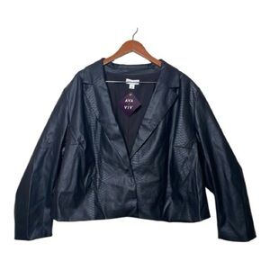Ava & Viv Faux Snakeskin Black Crop Jacket 4x